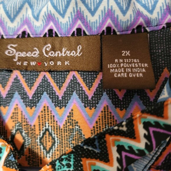 Speed Control New York Womens Dress Button Front Sz 2X Pockets Vacation Time Y2K - Picture 2 of 11